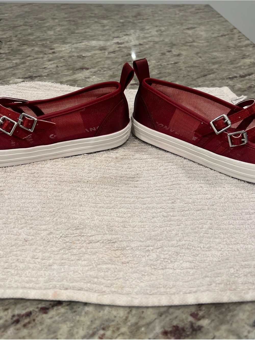 Converse Women's Red Mary Jane Flats with Strap - Picture 7 of 10